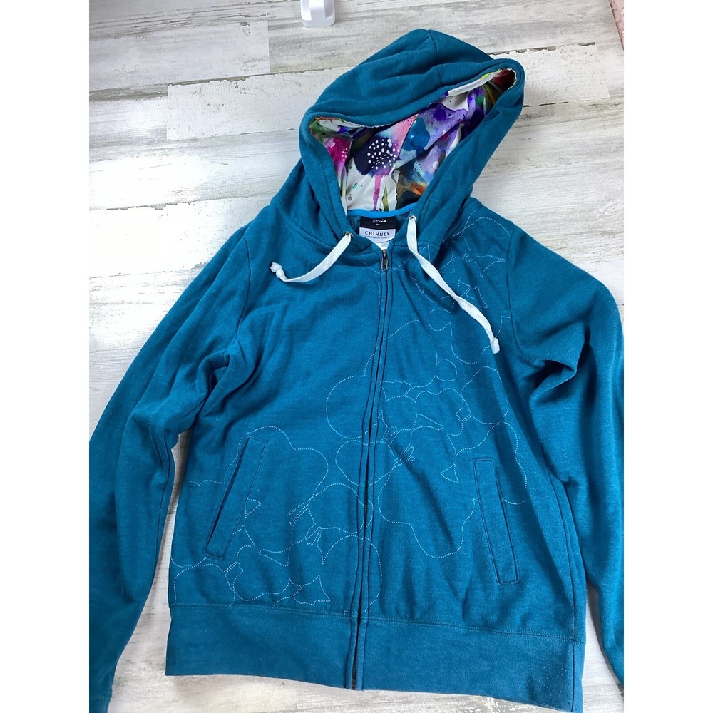 Chihuly Garden And Glass Art Design By Liz Tran Museum Full Zip Hoodie Blue M